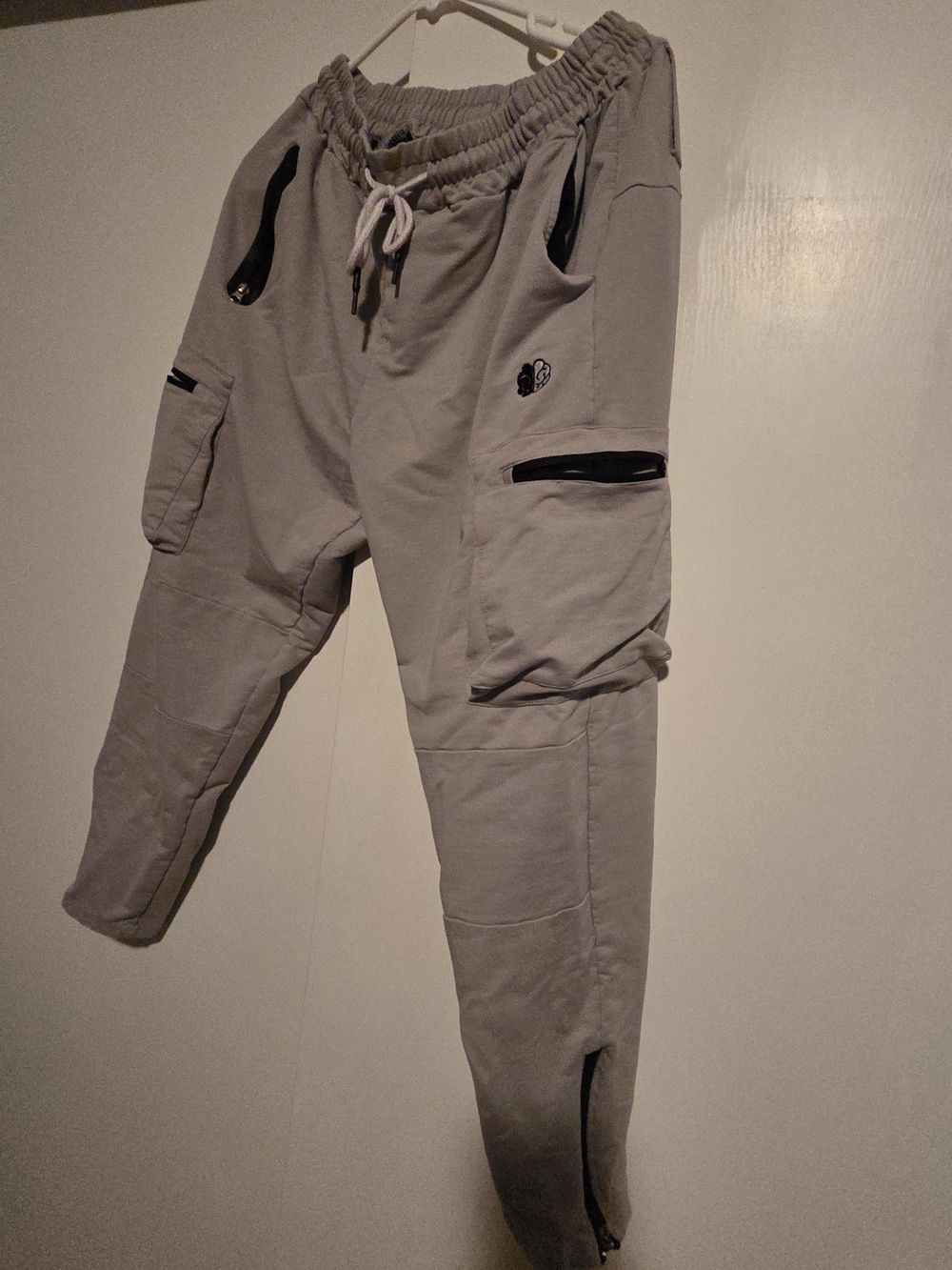Men's Light Gray Cargo Jogger Pants - Drawstring Waist
